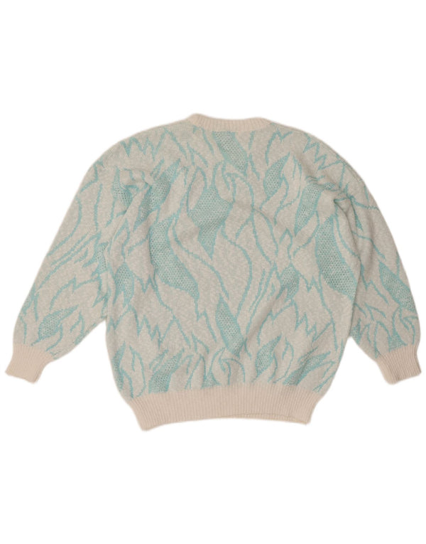 VINTAGE Женский джемпер с круглым вырезом IT 50 XL Бирюзовый цветных блоков