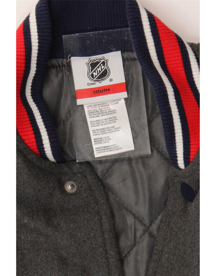 NHL Boys New York Rangers Varsity Jacket 10-11 Years Medium  Grey