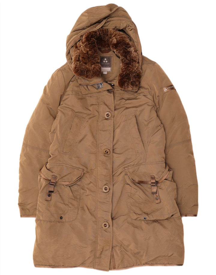 PEUTEREY Женское пуховое пальто с капюшоном IT 48 XL Бежевый Полиамид