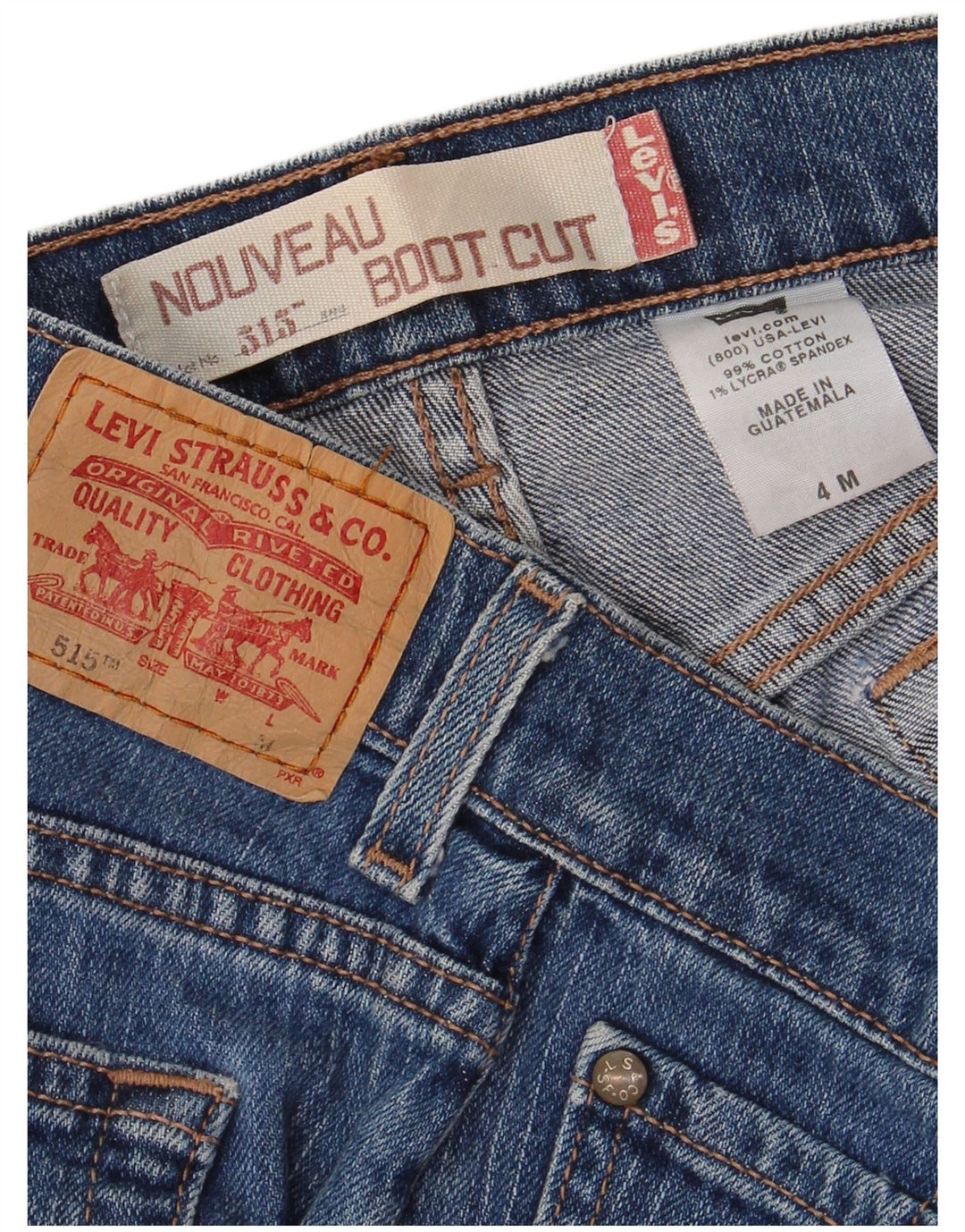 Женские джинсы LEVI'S 515 Nouveau Bootcut, размер США 4, маленький размер W30 L31, синий хлопок