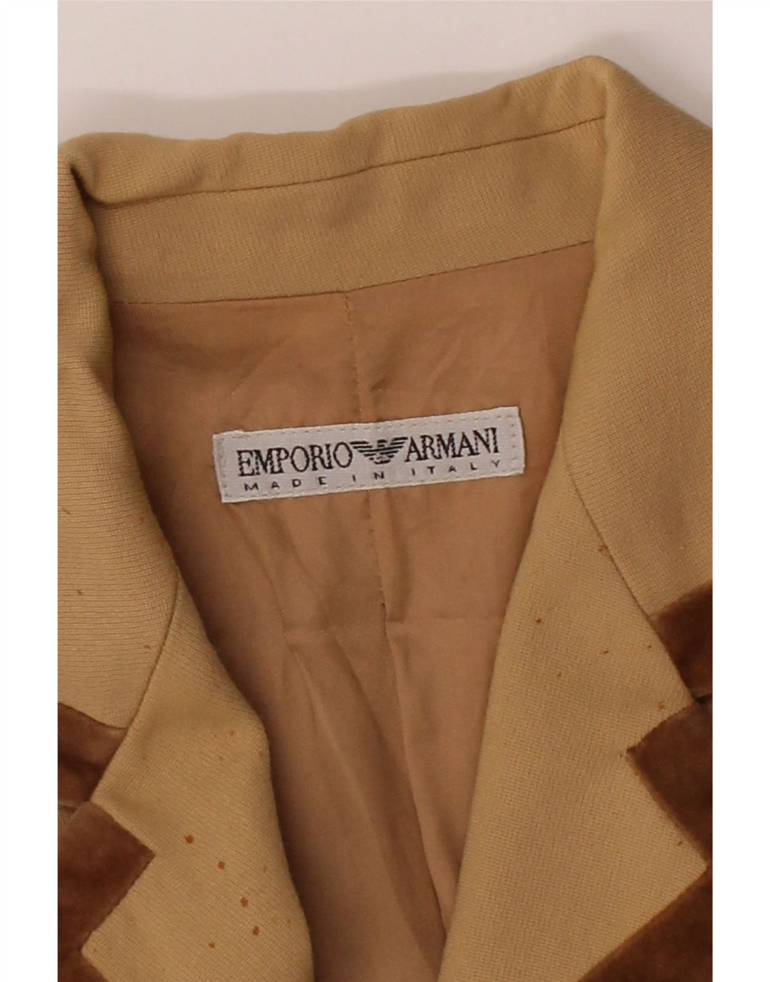 EMPORIO ARMANI Womens Blazer Jacket IT 44 Medium Beige Wool Vintage Emporio Armani and Second-Hand Emporio Armani from Messina Hembry 