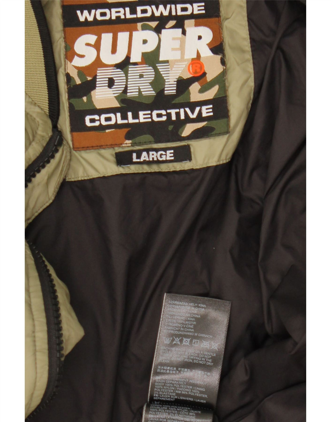 Мужская стеганая куртка Superdry UK 40, большой цвет хаки, нейлон