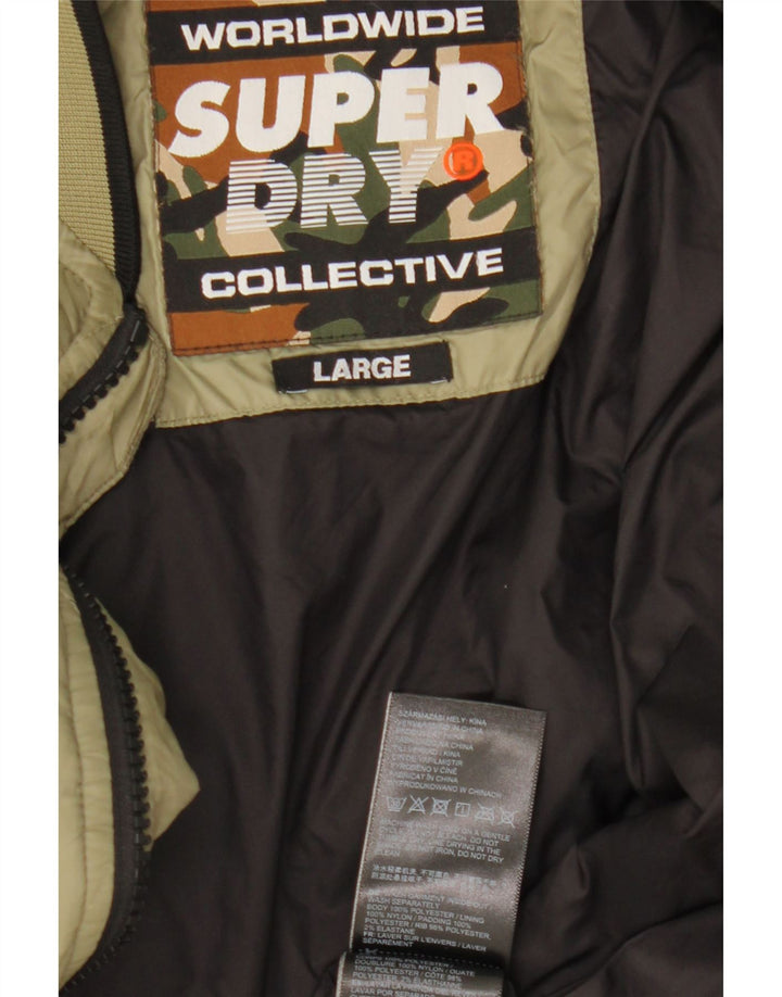 Мужская стеганая куртка Superdry UK 40, большой цвет хаки, нейлон