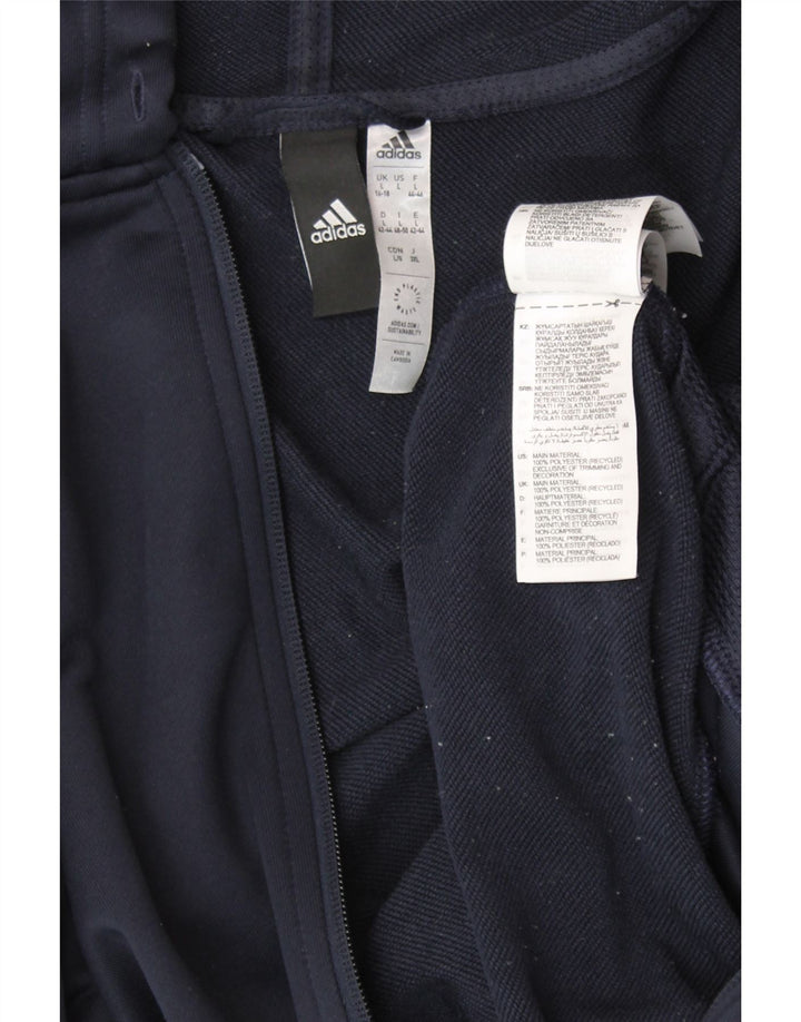 Женский свитер с капюшоном ADIDAS на молнии с графическим рисунком UK 16/18, большой темно-синий