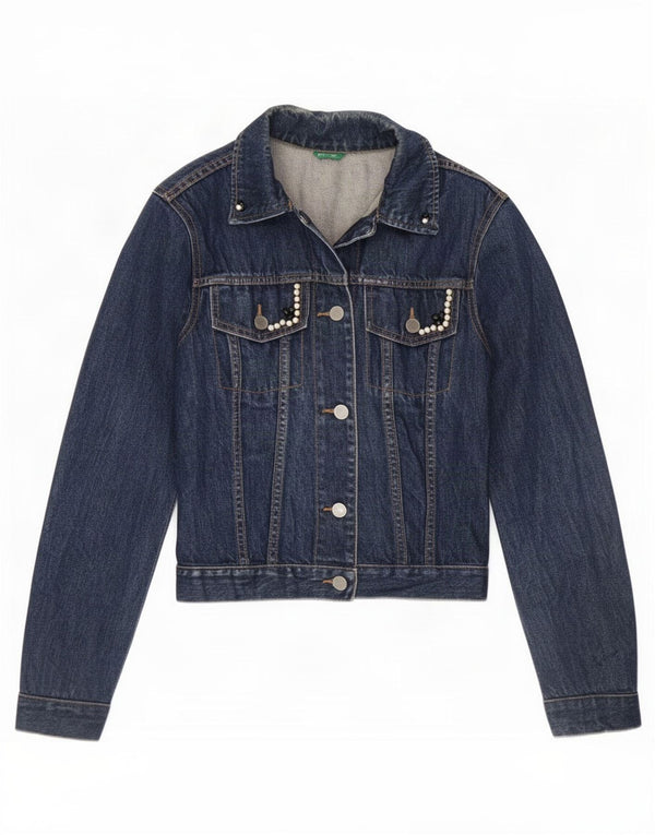 Женская джинсовая куртка Benetton UK 10, маленькая синяя