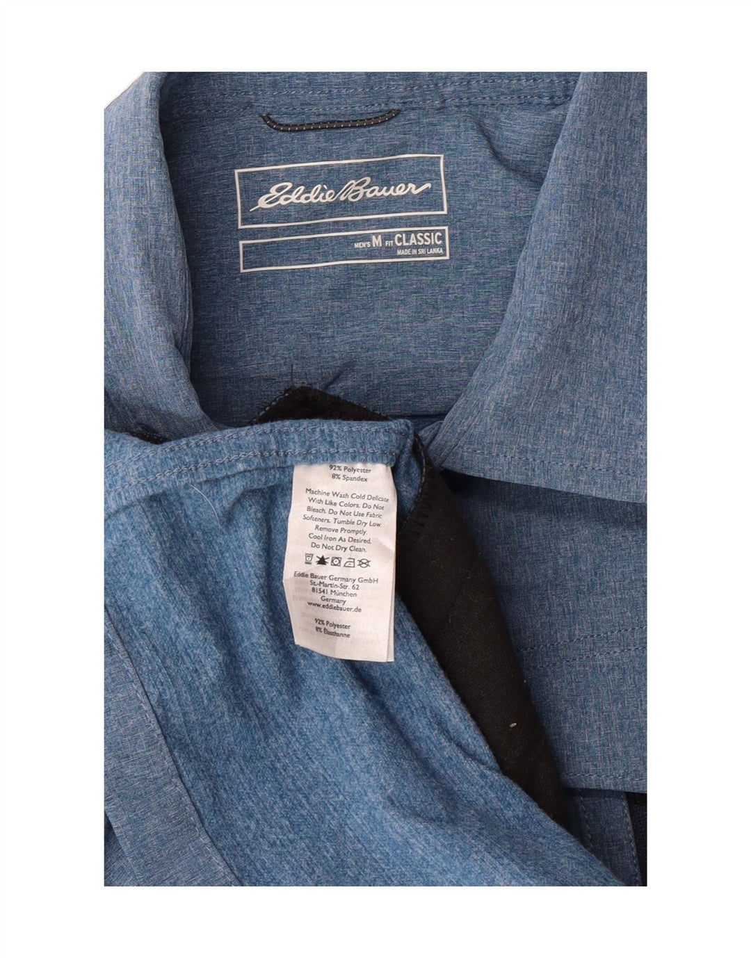 EDDIE BAUER Mens Overshirt Classic Fit Shirt Medium Blue Polyester Vintage Eddie Bauer and Second-Hand Eddie Bauer from Messina Hembry 