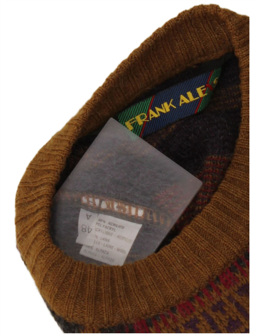 Мужской джемпер с круглым вырезом FRANK ALEXS IT 48, средний коричневый с геометрическим узором
