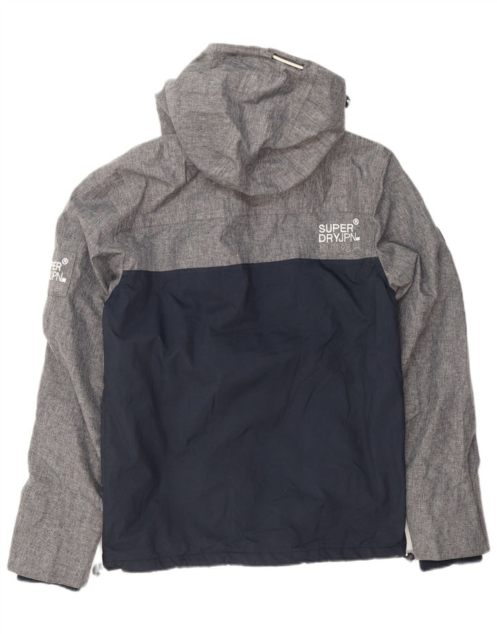 Мужская ветровка с капюшоном Superdry UK 36, маленькая серая с цветными блоками