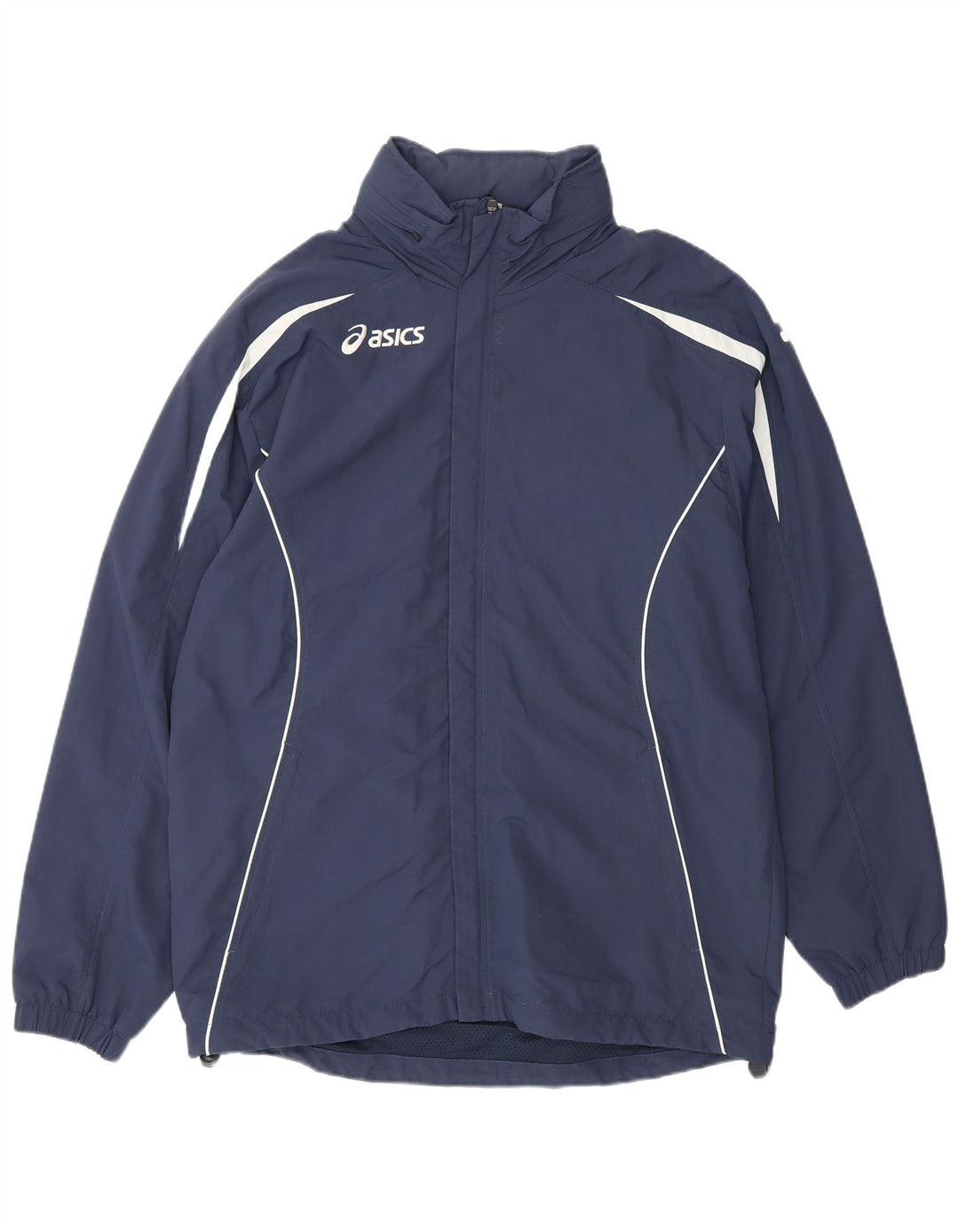 Мужской спортивный костюм ASICS с графическим рисунком, верхняя куртка, средний темно-синий, с цветными блоками