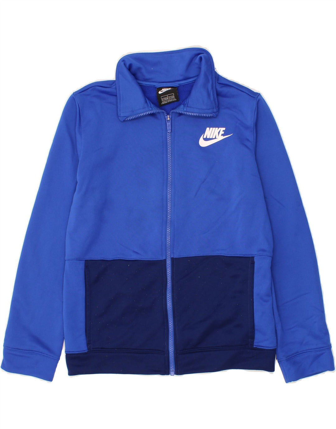 NIKE Boys Tracksuit Top Jacket 12-13 Years Large Blue Colourblock Vintage Nike and Second-Hand Nike from Messina Hembry 
