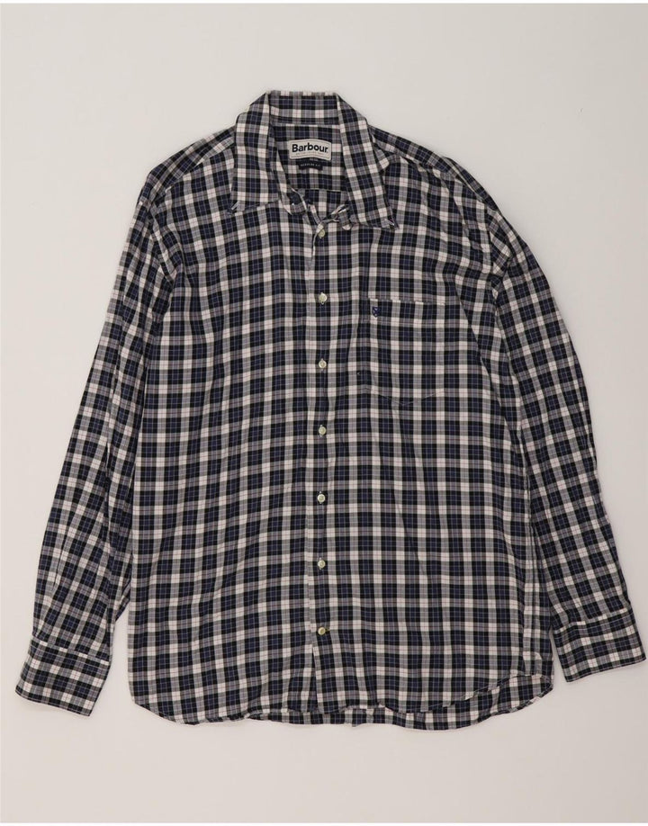 Мужская фланелевая рубашка Barbour XL, темно-синяя клетка, хлопок