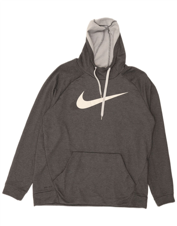 Мужской джемпер с капюшоном Nike Dri Fit с графическим рисунком XL, серый полиэстер
