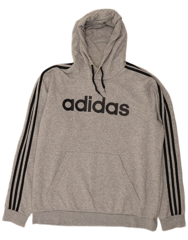 Мужской джемпер с капюшоном Adidas с рисунком XL, серый хлопок