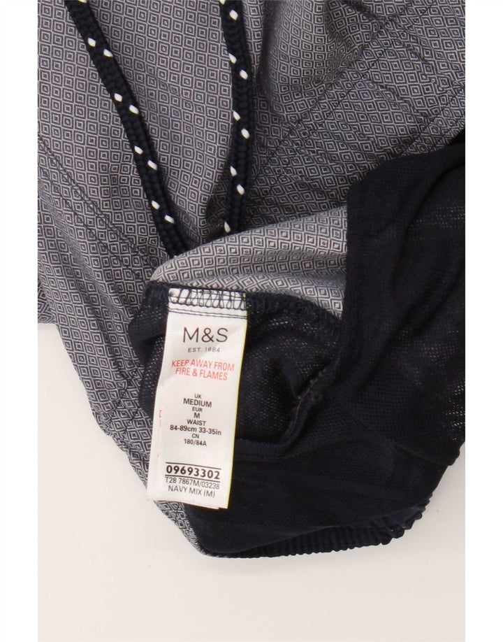 Мужские спортивные шорты Marks & Spencer среднего размера, темно-синие, хлопковые с геометрическим рисунком