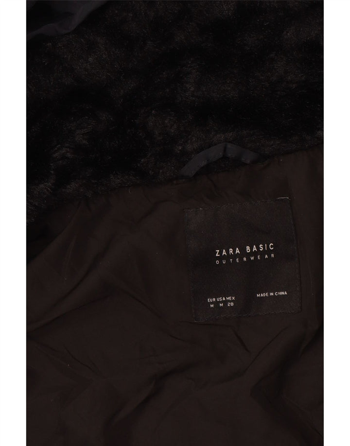 Женское стеганое пальто ZARA UK 14, средний темно-синий, полиэстер