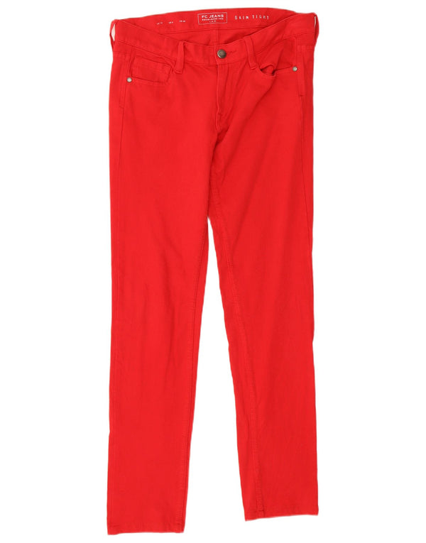 Женские обтягивающие джинсы скинни FC Jeans UK 12 Medium W30 L29 Красный хлопок