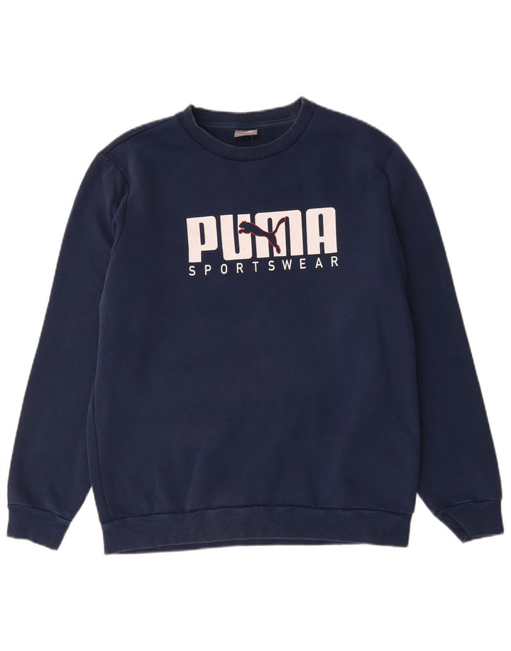 Мужской свитшот с рисунком Puma, средний темно-синий хлопковый джемпер