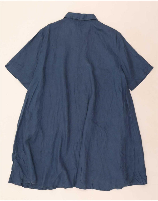 Женское платье-рубашка оверсайз Benetton UK 18 XL, темно-синий лен