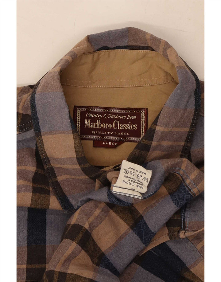 Мужская рубашка Marlboro Classics, большая разноцветная клетка, хлопок