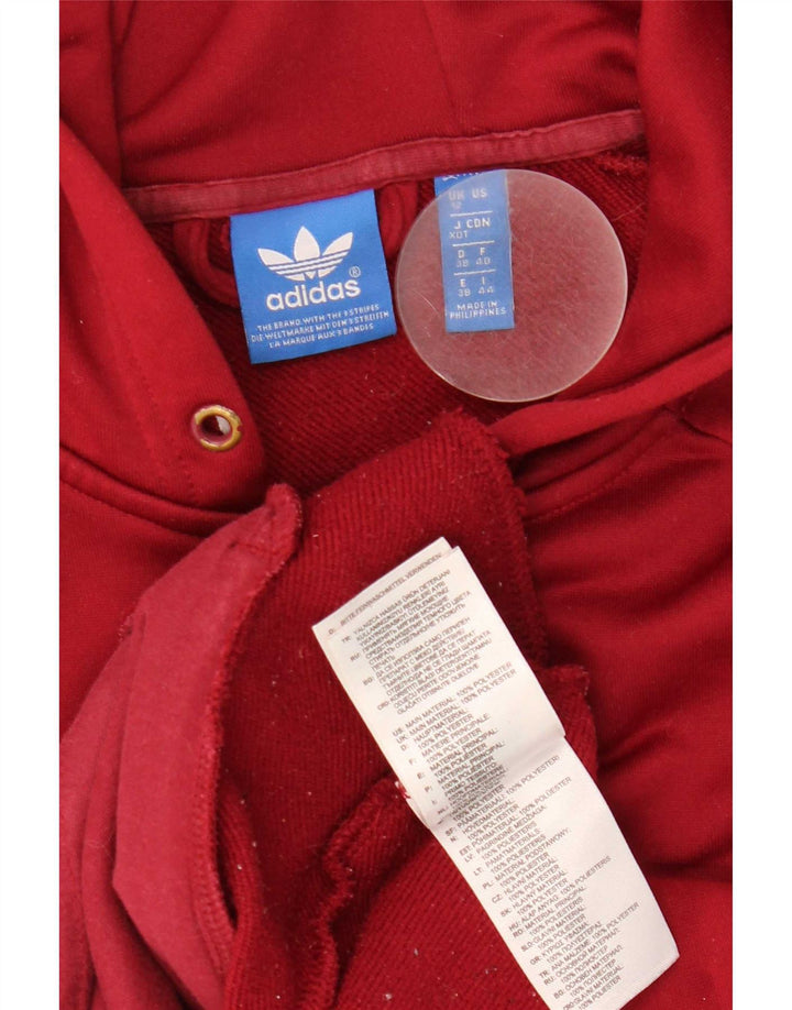 Женский свитер с капюшоном на молнии Adidas UK 12, средний бордовый полиэстер