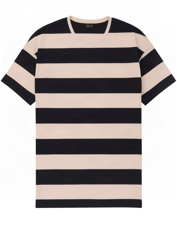 Мужская футболка Zara Top XL из хлопка темно-синего цвета в полоску