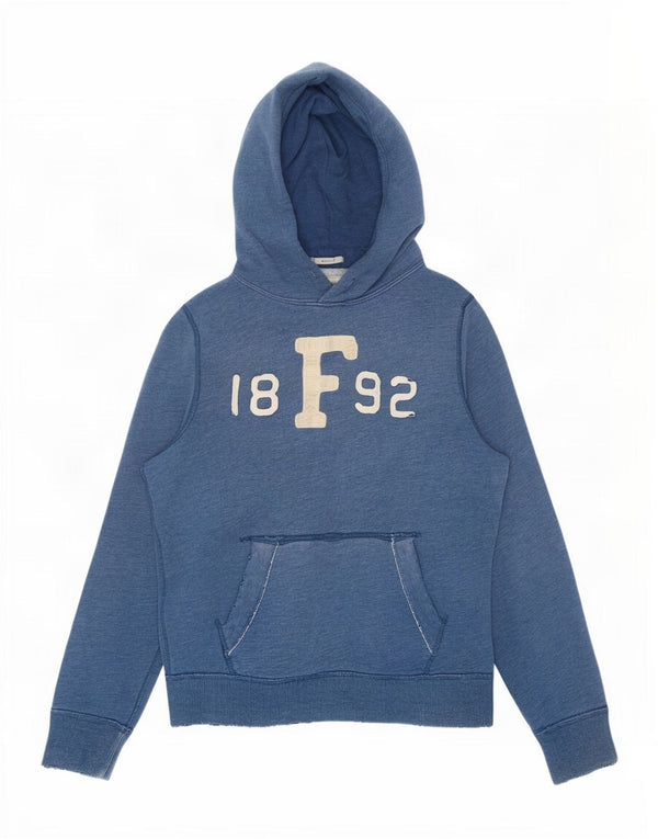 Мужской джемпер с капюшоном с рисунком Abercrombie & Fitch, хлопок среднего цвета, синий