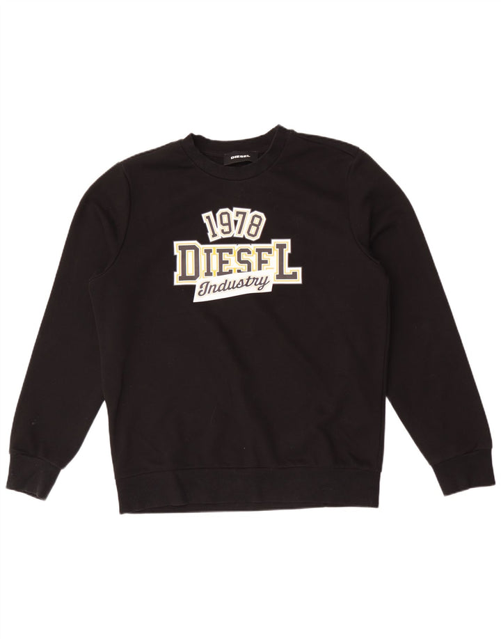 Мужской свитшот Diesel с рисунком, хлопковый джемпер среднего размера, черный