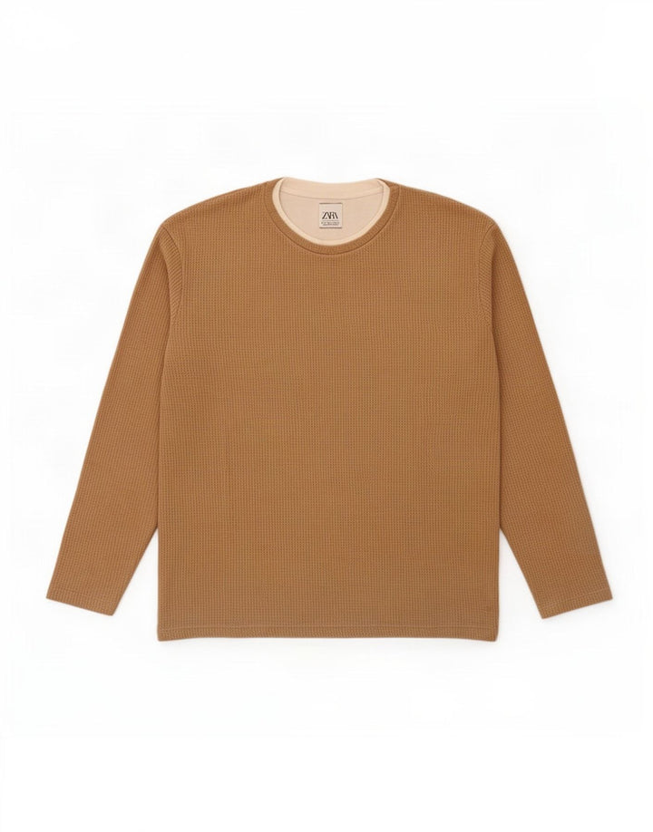 Мужской топ Zara с длинным рукавом, большой бежевый, цветной блок