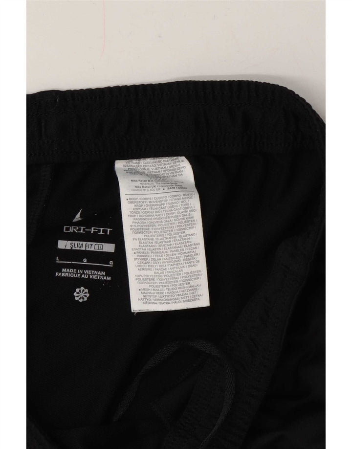 Мужские узкие спортивные брюки Nike Dri Fit, большие черные полиэстер с цветными блоками