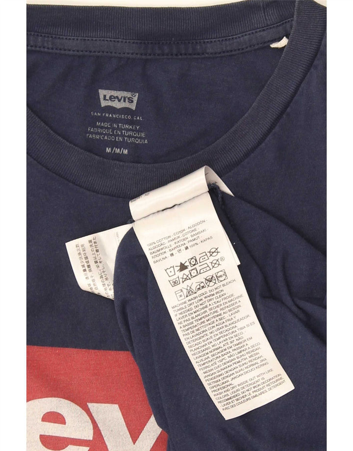 Мужская футболка с рисунком Levi's, топ среднего размера, темно-синий, хлопок