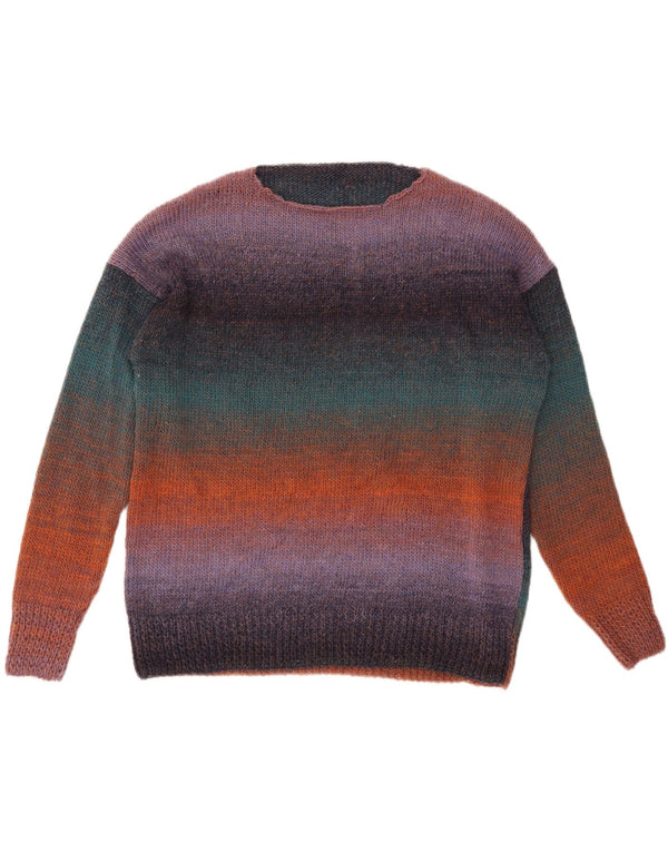 ВИНТАЖНЫЙ женский джемпер с вырезом «лодочка», Великобритания, 18 XL, в разноцветную полоску