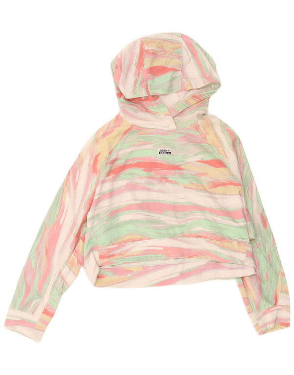 Женский укороченный джемпер с капюшоном Adidas Oversized UK 6 XS в разноцветную полоску