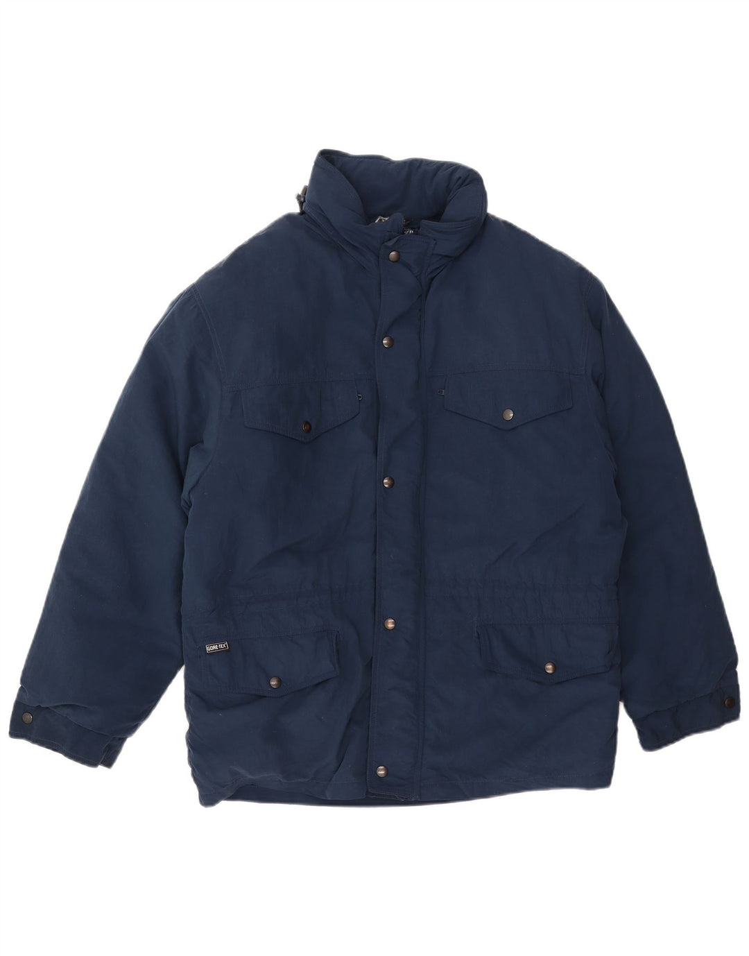 Винтажная мужская стеганая куртка свободного покроя с капюшоном EU 46, маленькая, темно-синяя