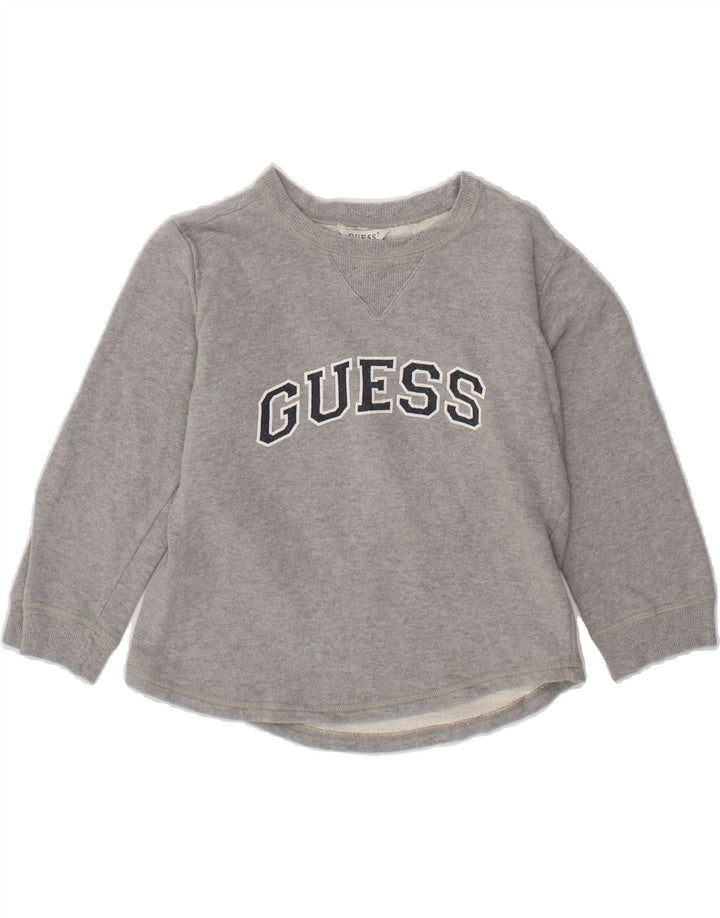 GUESS Girls Graphic Sweatshirt Jumper 11-12 Years Grey Vintage Guess and Second-Hand Guess from Messina Hembry 
