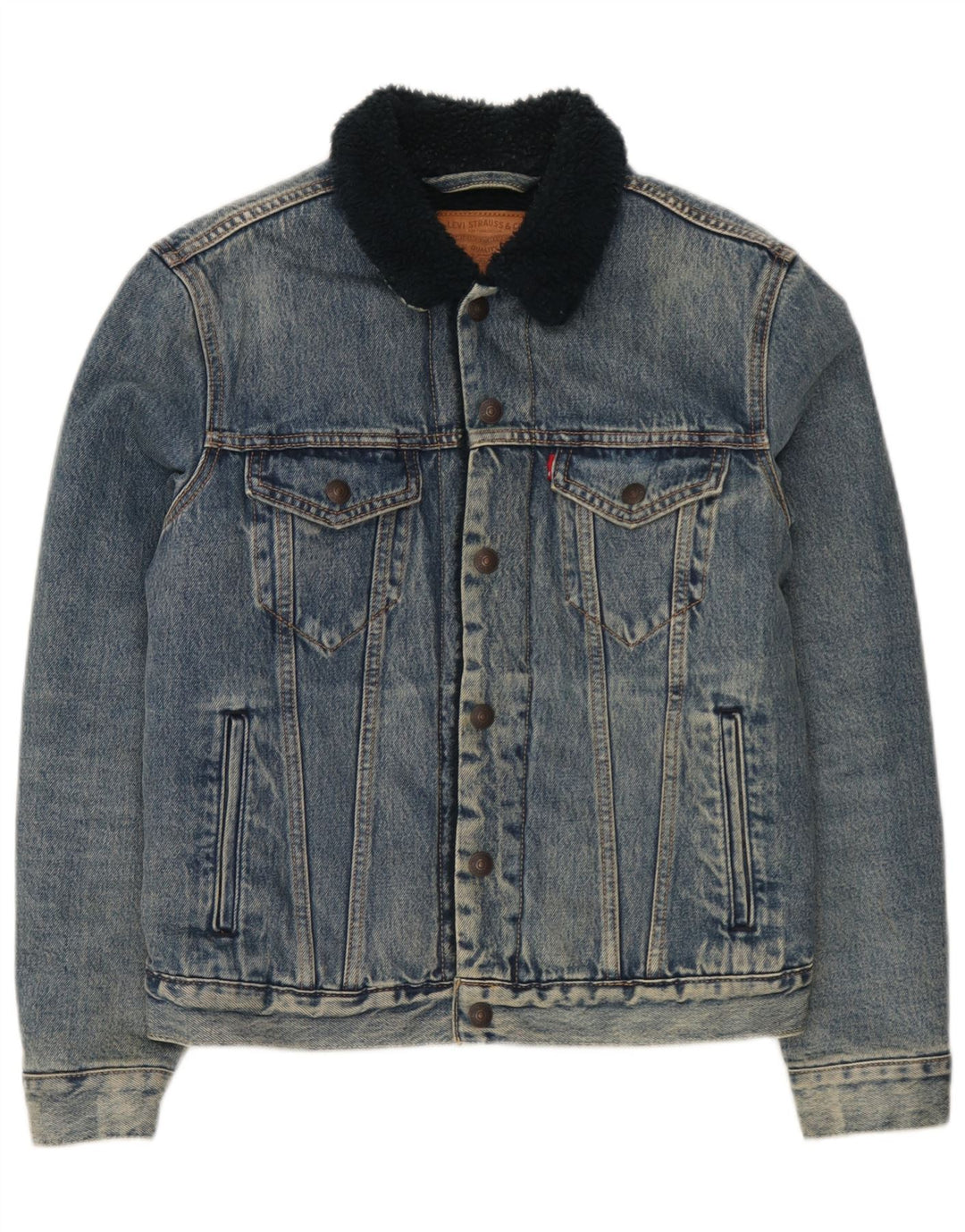 Мужская джинсовая куртка Levi's Sherpa UK 36, маленькая синяя, хлопок
