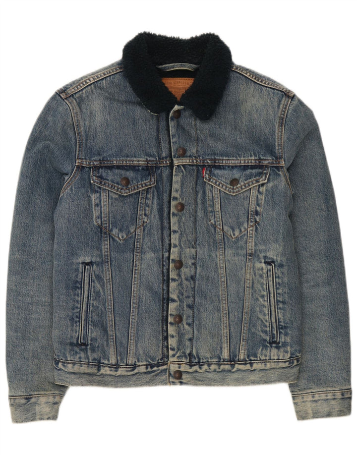 Мужская джинсовая куртка Levi's Sherpa UK 36, маленькая синяя, хлопок
