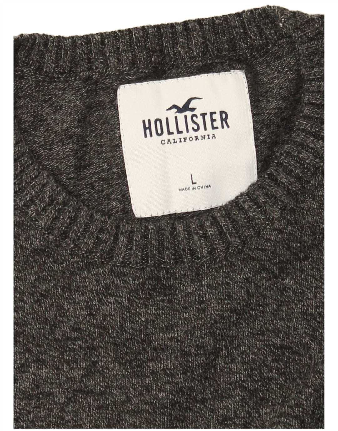 Мужской джемпер с круглым вырезом Hollister, большой серый в крапинку