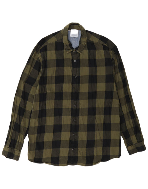 Мужская фланелевая рубашка Jack & Jones XL, зеленая хлопковая клетка в мелкую клетку
