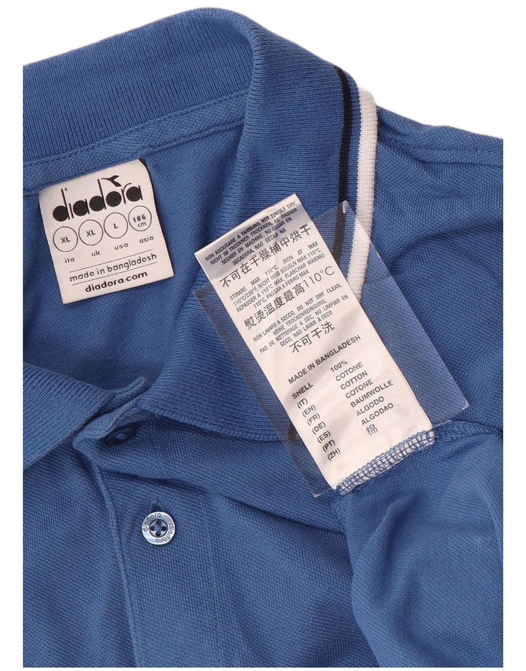 Мужская рубашка-поло DIADORA XL, синяя, хлопок