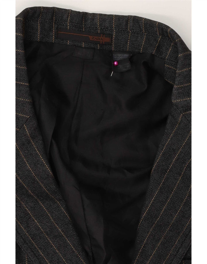 Мужской пиджак Zara UK 38, хлопковый средний серый в полоску
