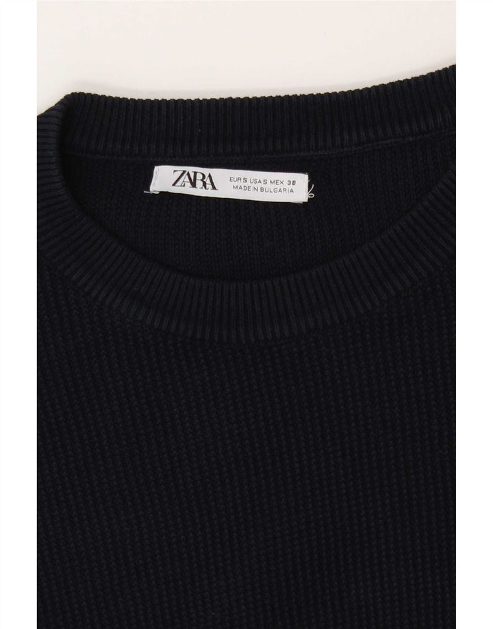 Мужской джемпер с круглым вырезом Zara, маленький темно-синий