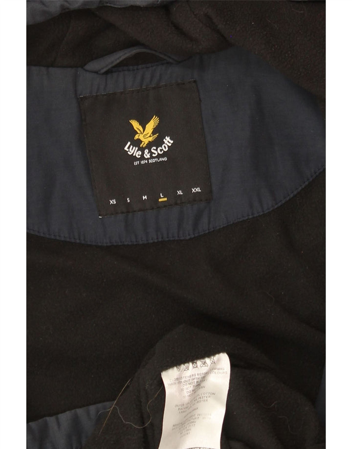 Мужская ветровка с капюшоном LYLE & SCOTT UK 40, большая темно-синяя нейлоновая куртка