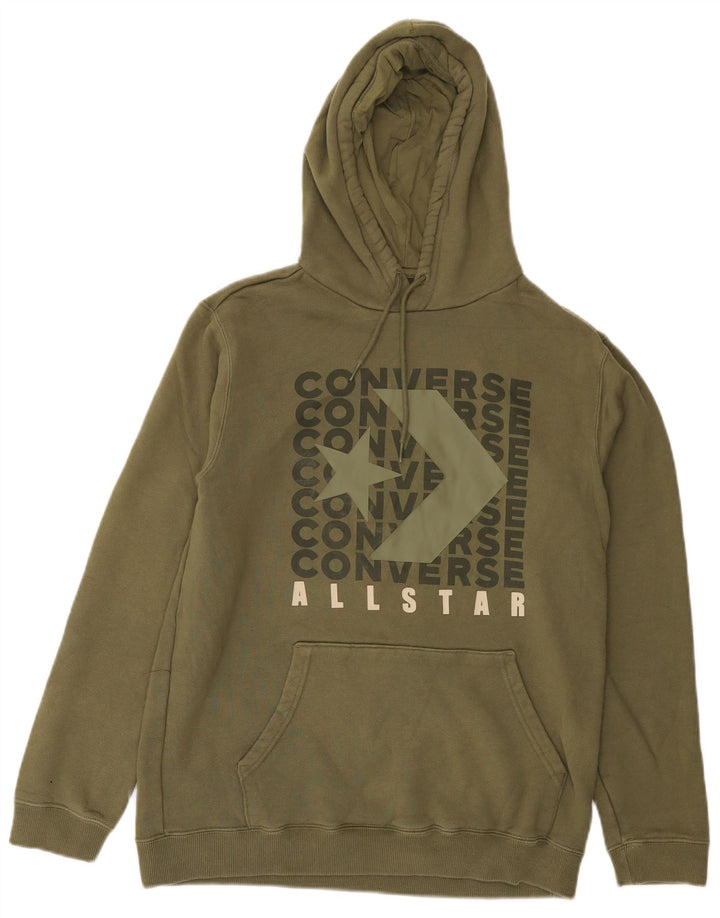Мужской джемпер с капюшоном Converse с рисунком, маленький, цвет хаки, хлопок