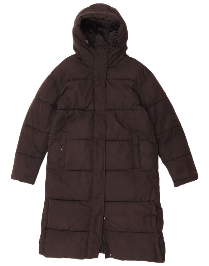 Женское длинное стеганое пальто с капюшоном Superdry UK 10, маленький черный полиэстер
