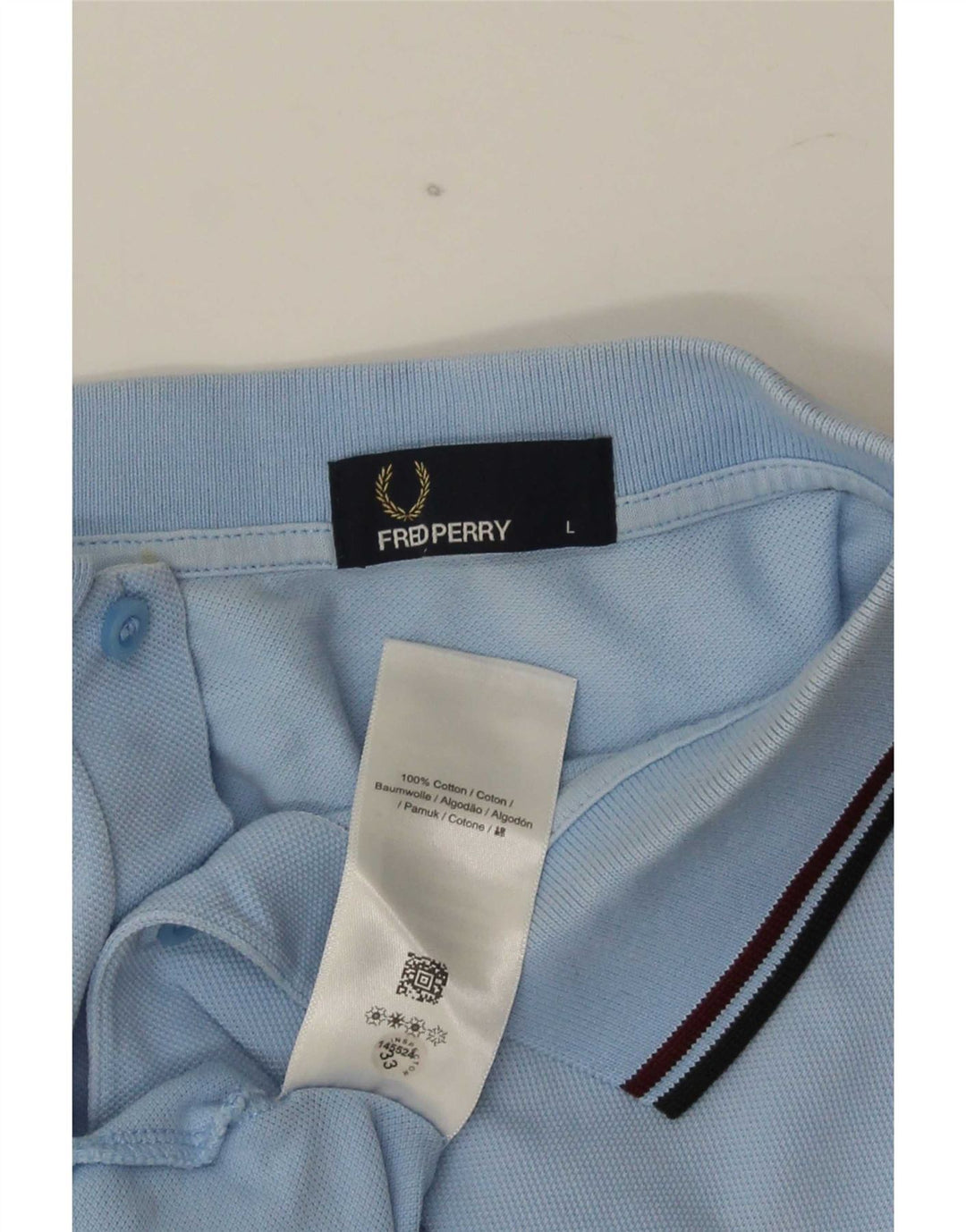 Мужская рубашка-поло Fred Perry в большую синюю полоску из хлопка