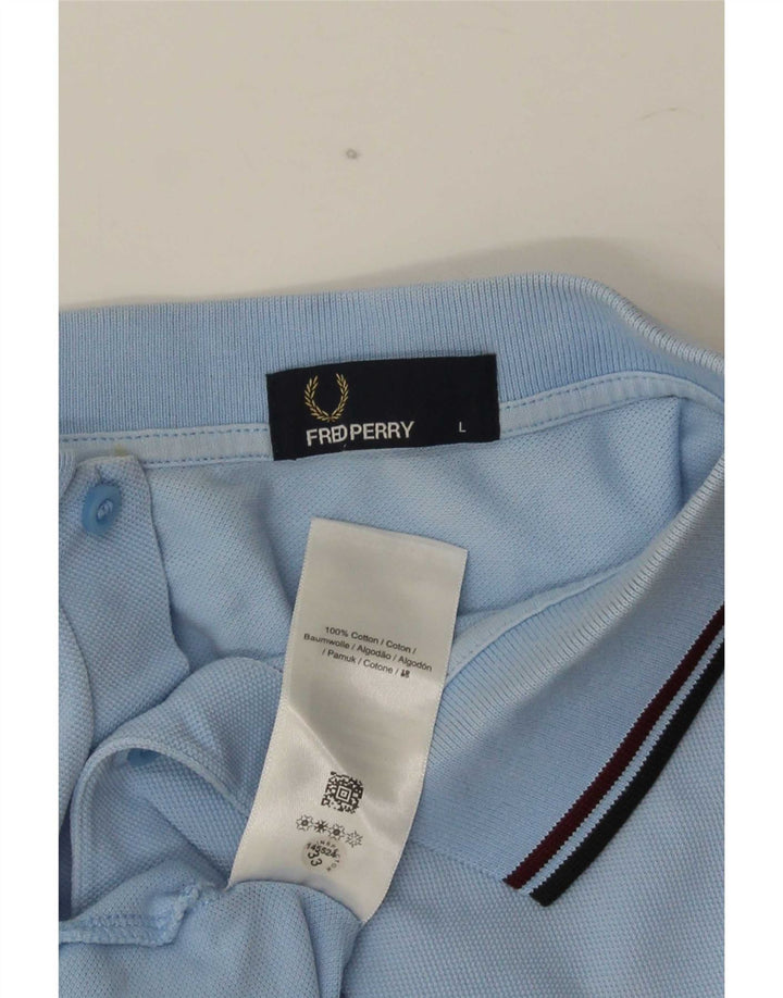 Мужская рубашка-поло Fred Perry в большую синюю полоску из хлопка