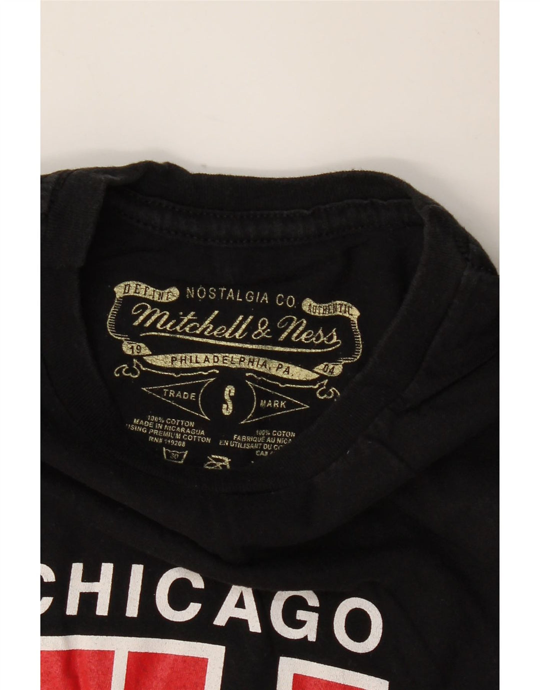 Мужская футболка с рисунком Chicago Bulls MITCHELL & NESS, маленький черный хлопковый топ