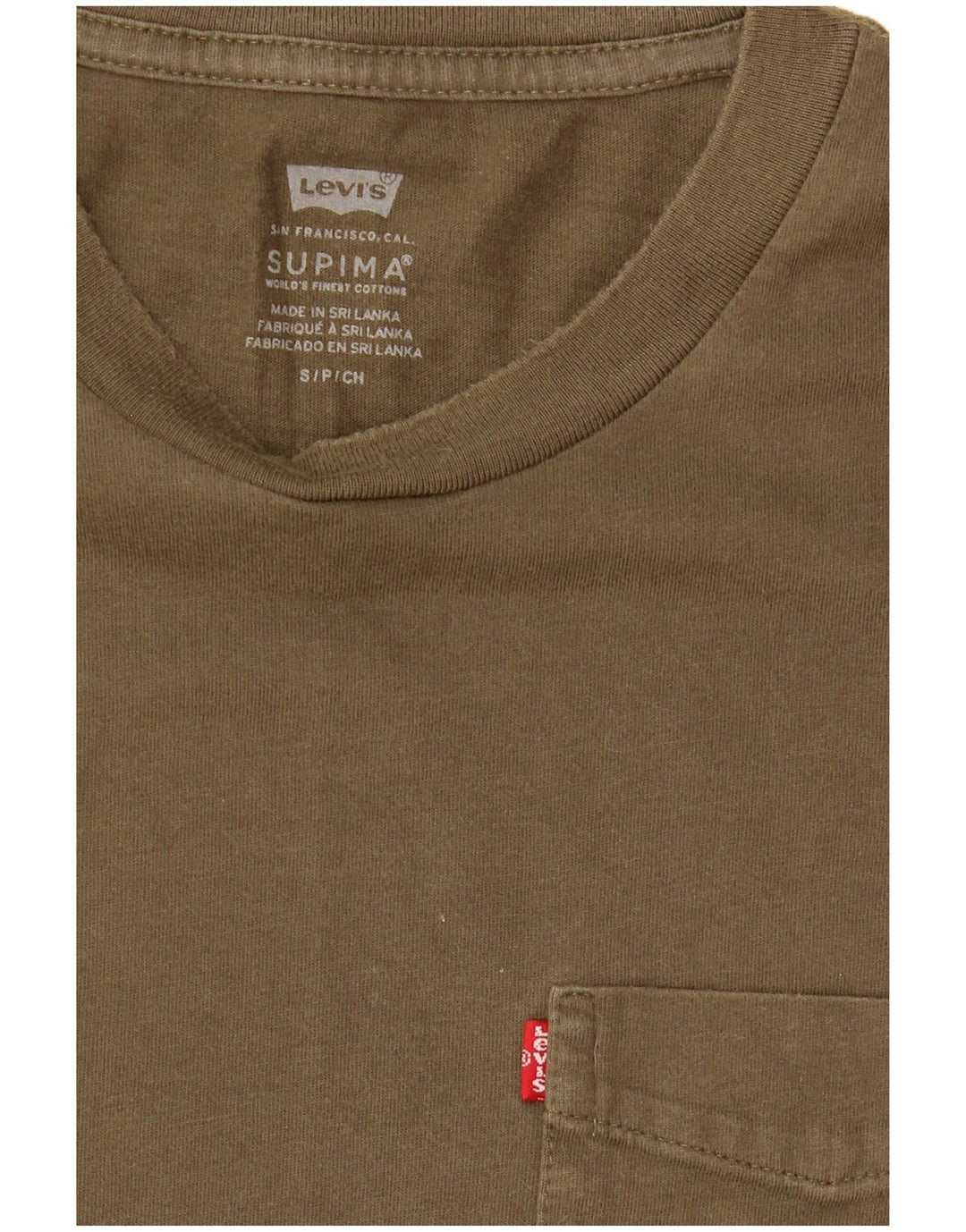 Мужская футболка Levi's, маленький размер, цвет хаки, хлопок