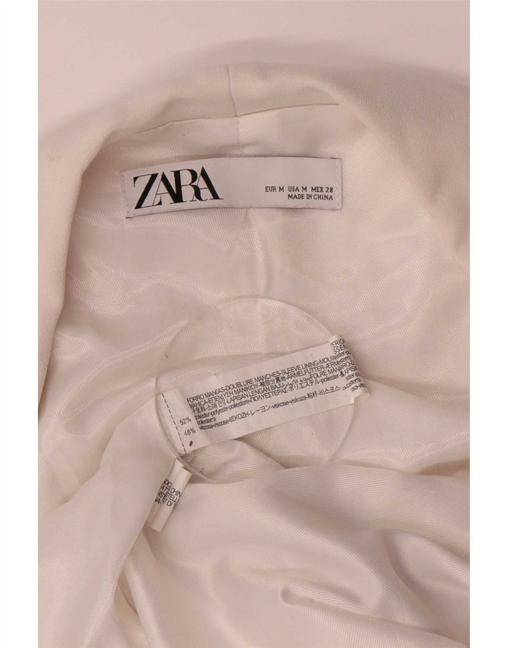 Женский пиджак с открытыми рукавами 3/4 Zara UK 14, средний белый полиэстер
