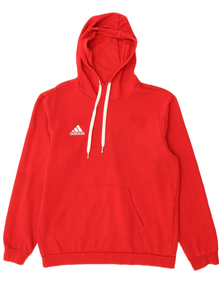 Мужской джемпер с капюшоном Adidas среднего красного цвета, хлопок